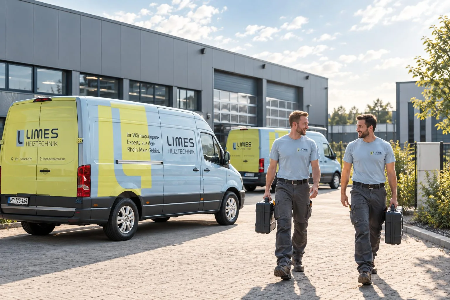 Team von Limes Heiztechnik vor dem Betrieb