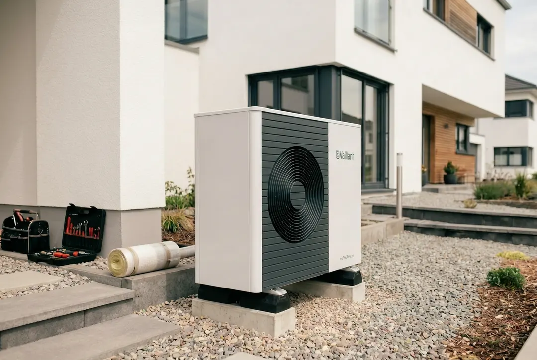Moderne Wärmepumpe, wie Limes Heiztechnik sie verbaut